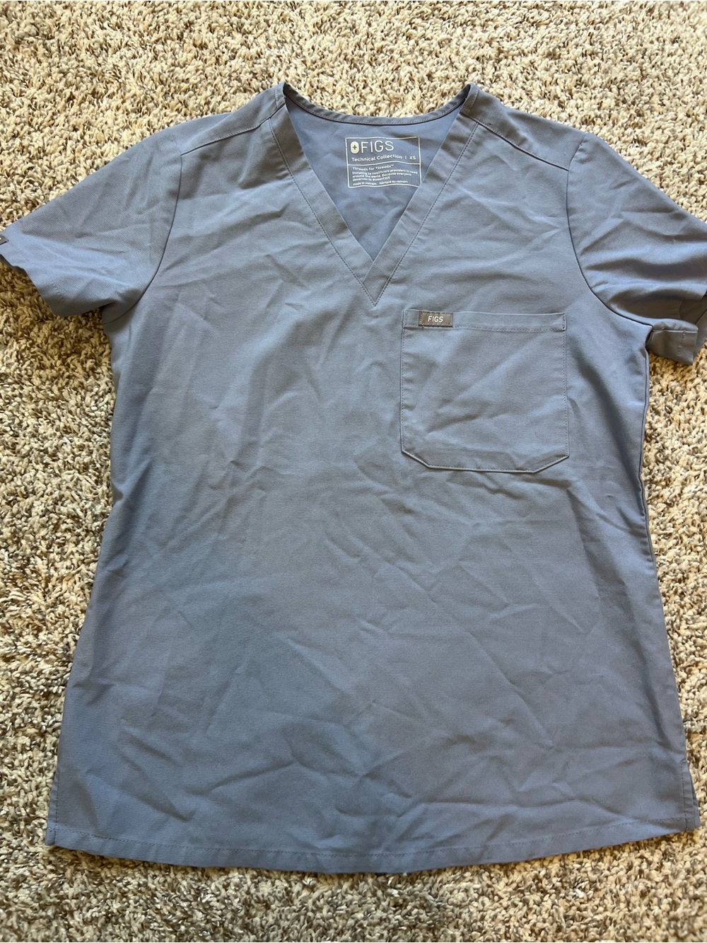 Figs Women’s Catarina V-Neck One Pocket Scrub Top Light Blue Sz XS